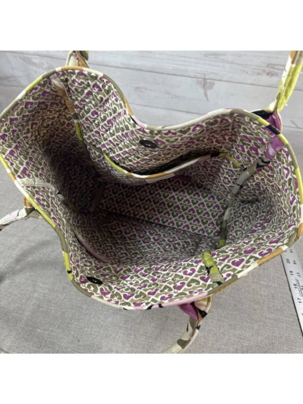 Vera Bradley Medium quilted Tote Shoulder Bag Portobello Road With Side Pockets